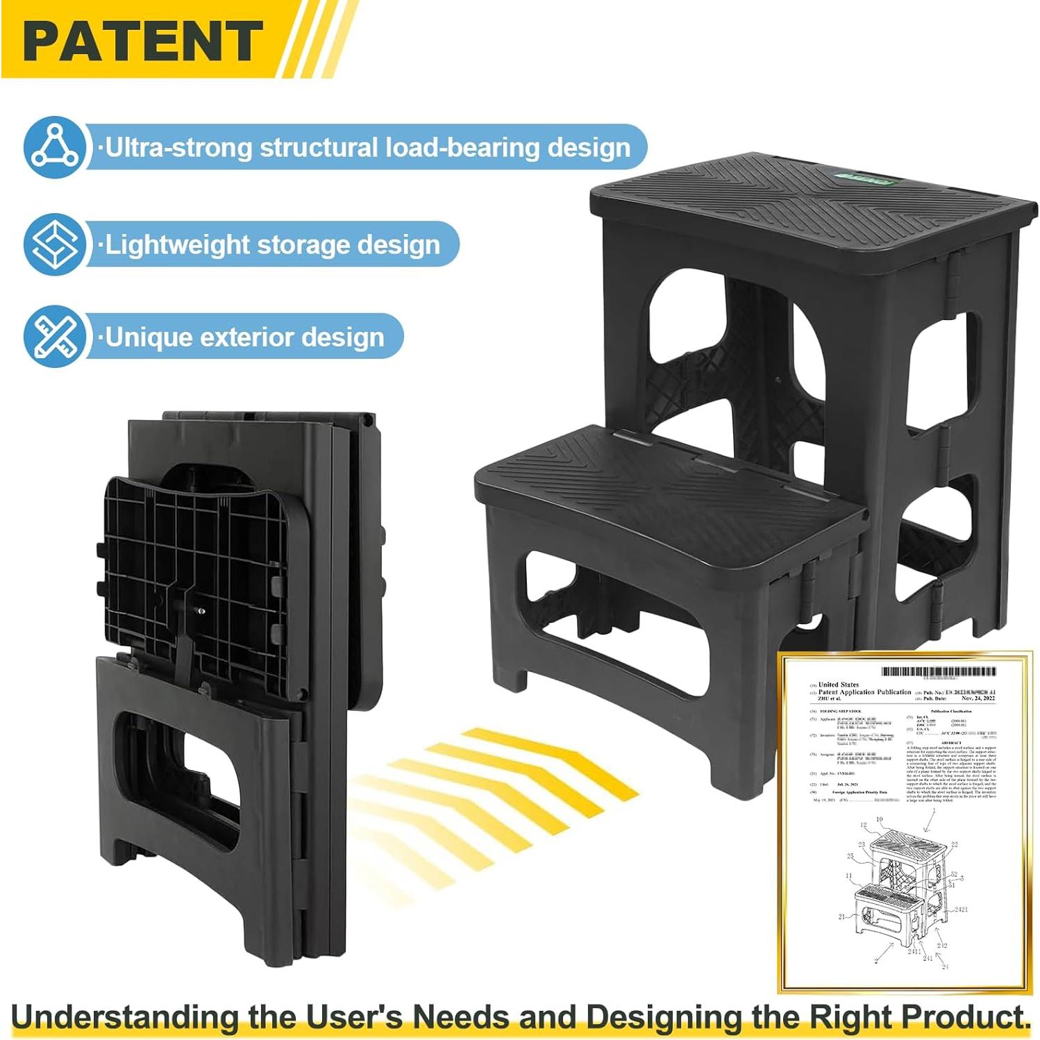 Escalera Plegable 2 Pasos SENQI Antideslizante 136 kg Negra