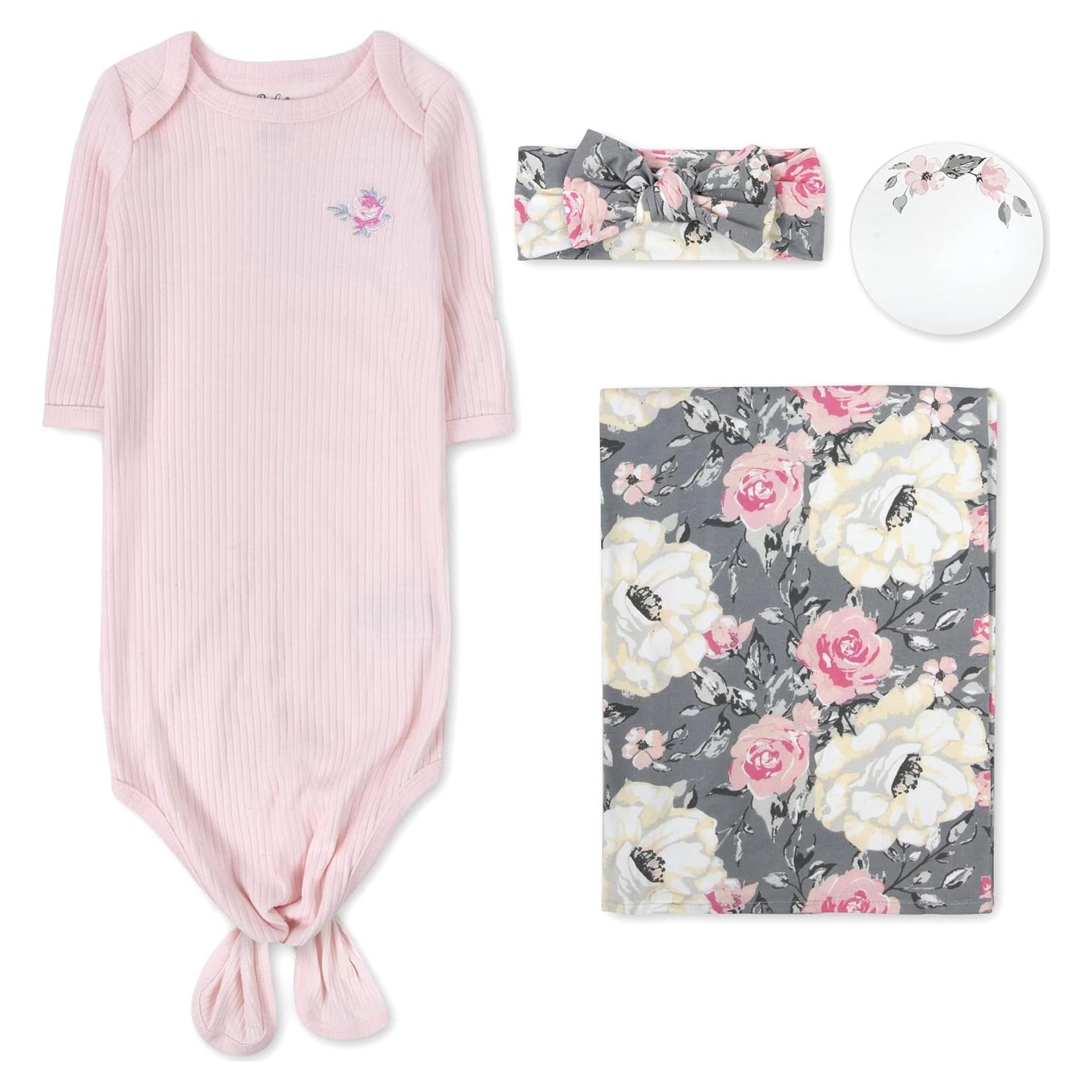Conjunto de Ropa para Bebé Recién Nacido 4 Piezas Rosa