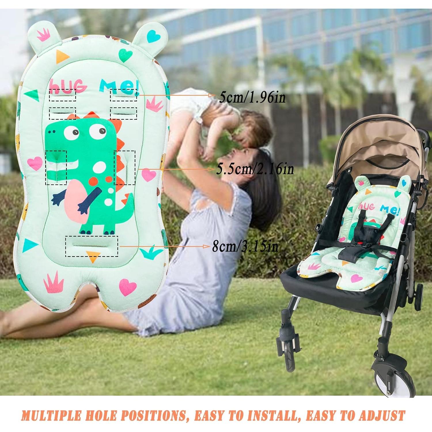 Almohadilla para Cochecito de Bebé Verde Dinosaurio Ultra Suave