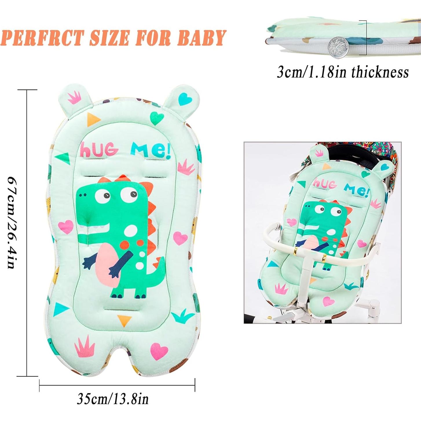 Almohadilla para Cochecito de Bebé Verde Dinosaurio Ultra Suave