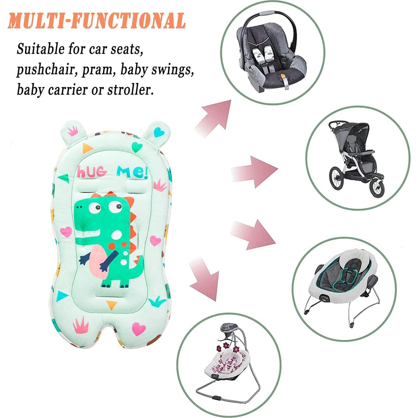 Almohadilla para Cochecito de Bebé Verde Dinosaurio Ultra Suave