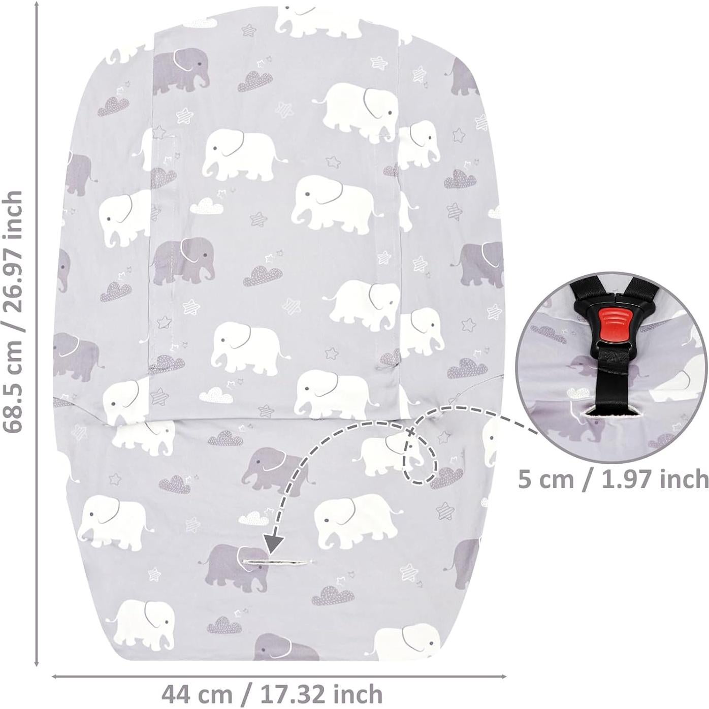 Funda de Asiento de Coche para Bebé TANOFAR Elefante Gris