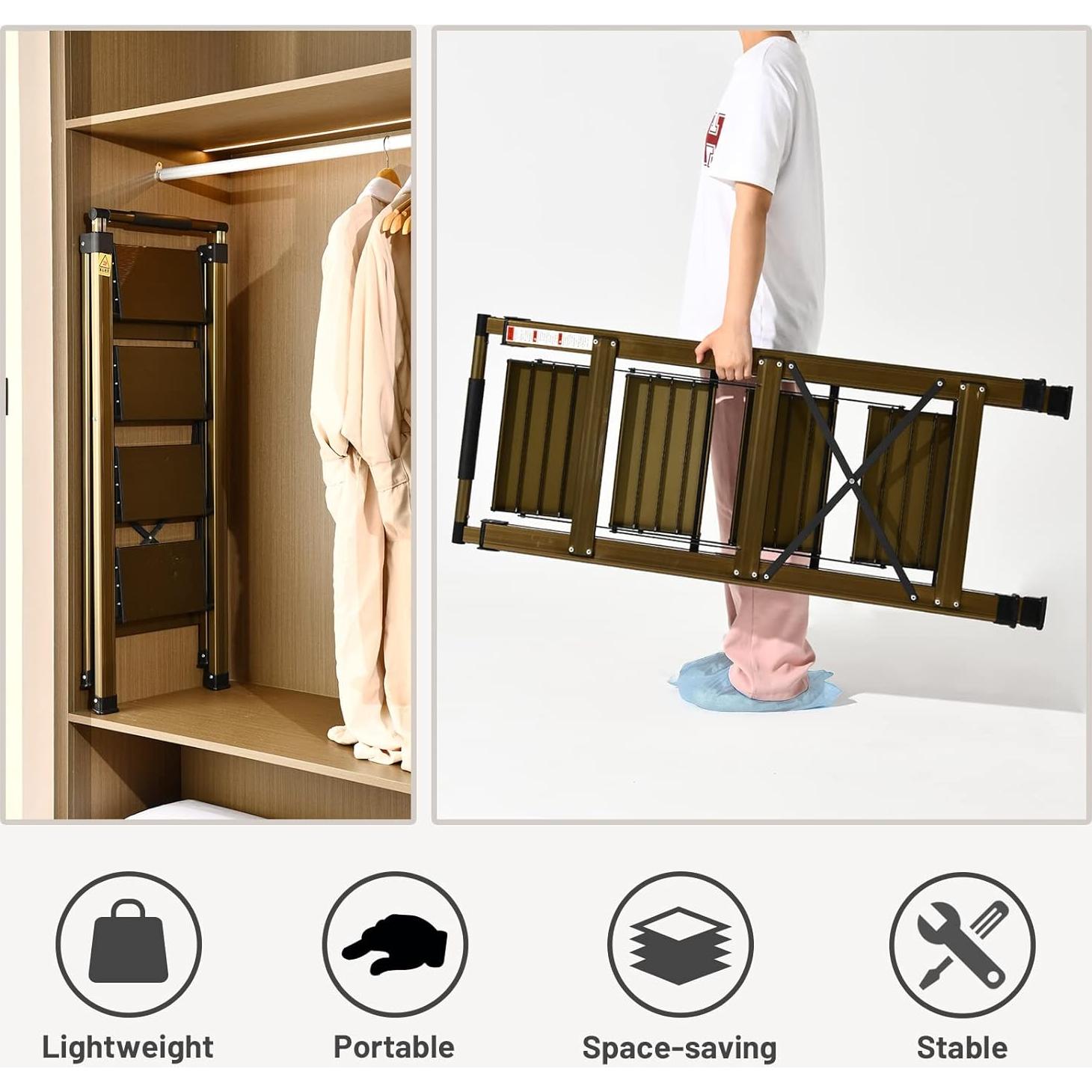 Escalera Plegable XinSunho 4 Pasos Aluminio Antideslizante