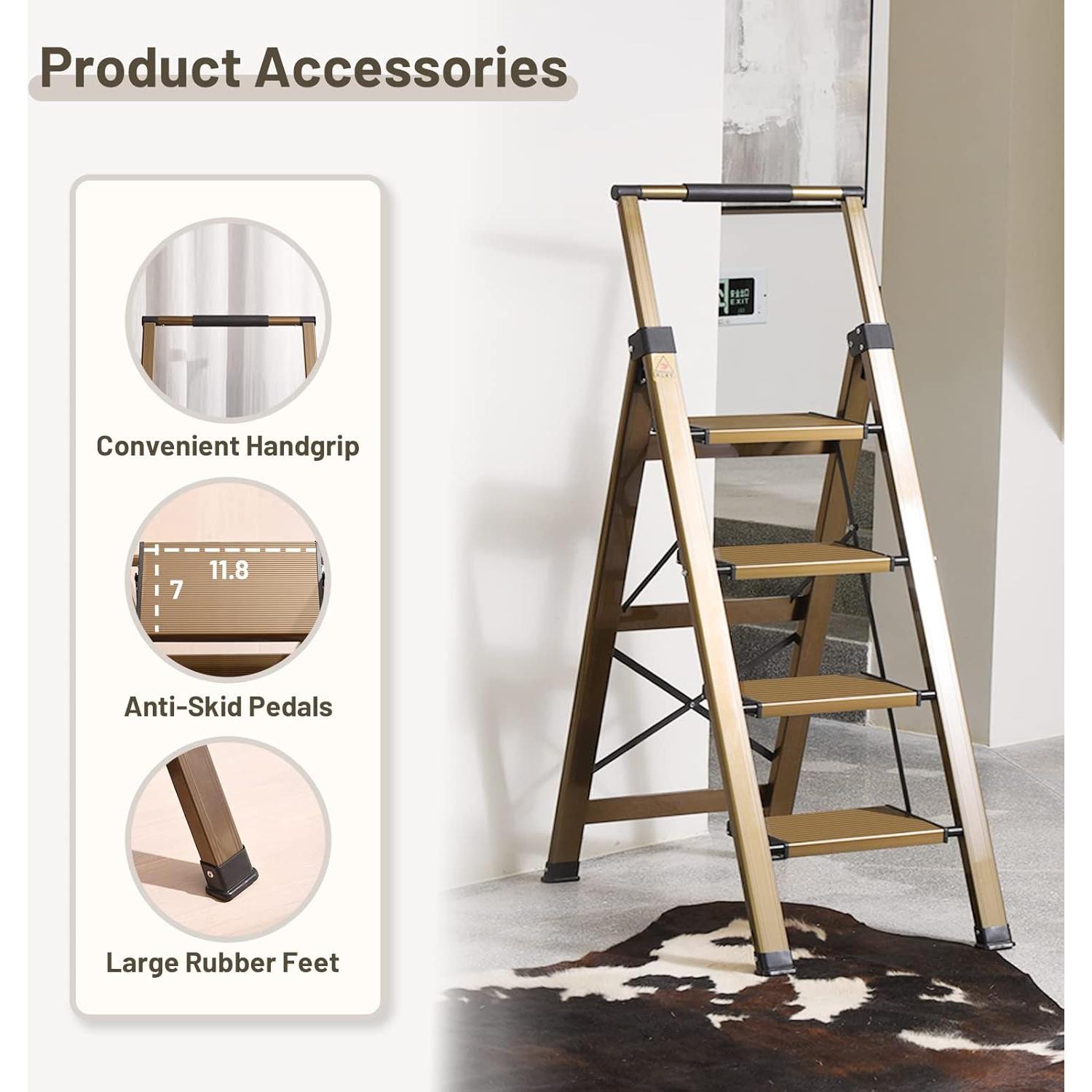 Escalera Plegable XinSunho 4 Pasos Aluminio Antideslizante