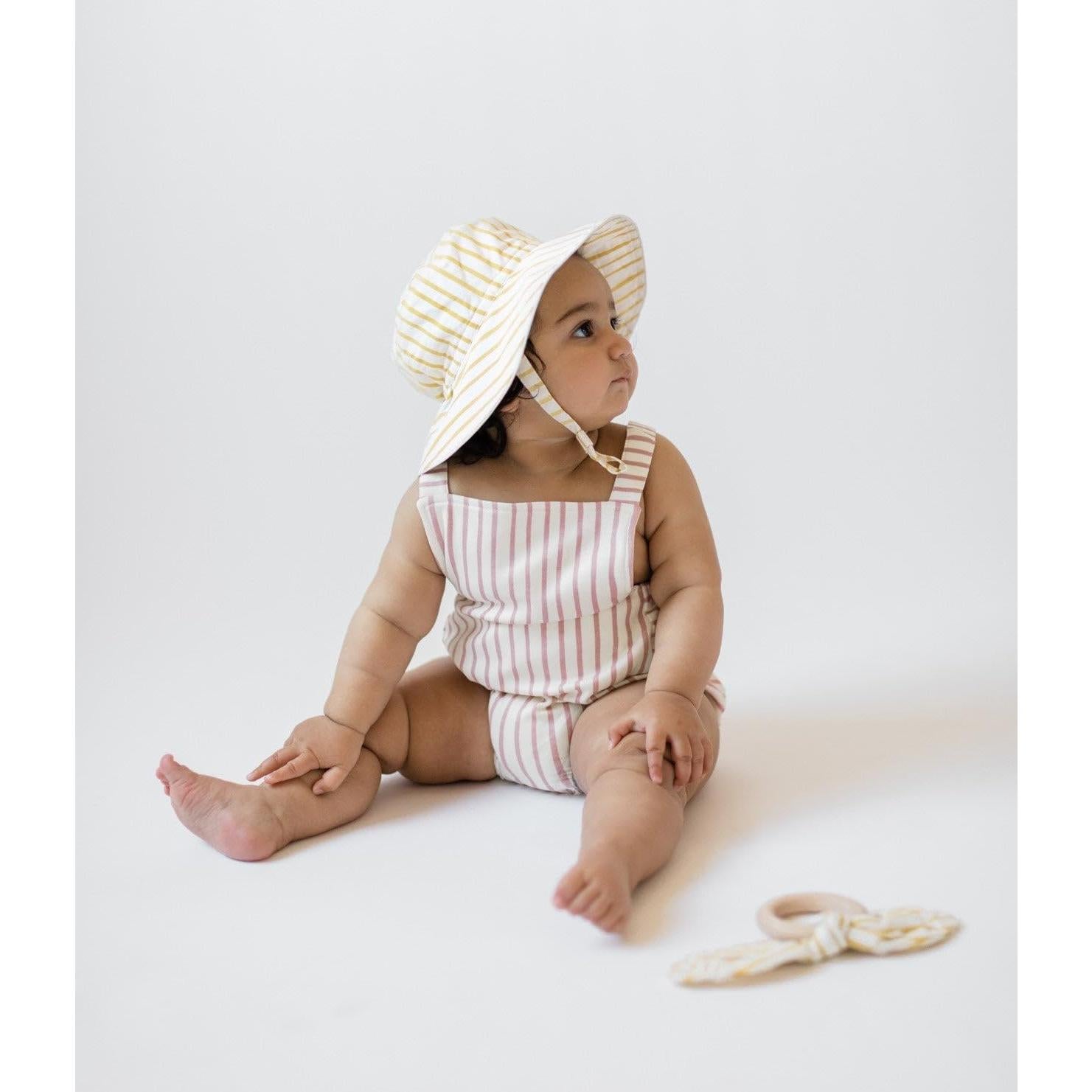 Sombrero de Cubo PEHR Baby Rayas Away Marigold 0-6 Meses