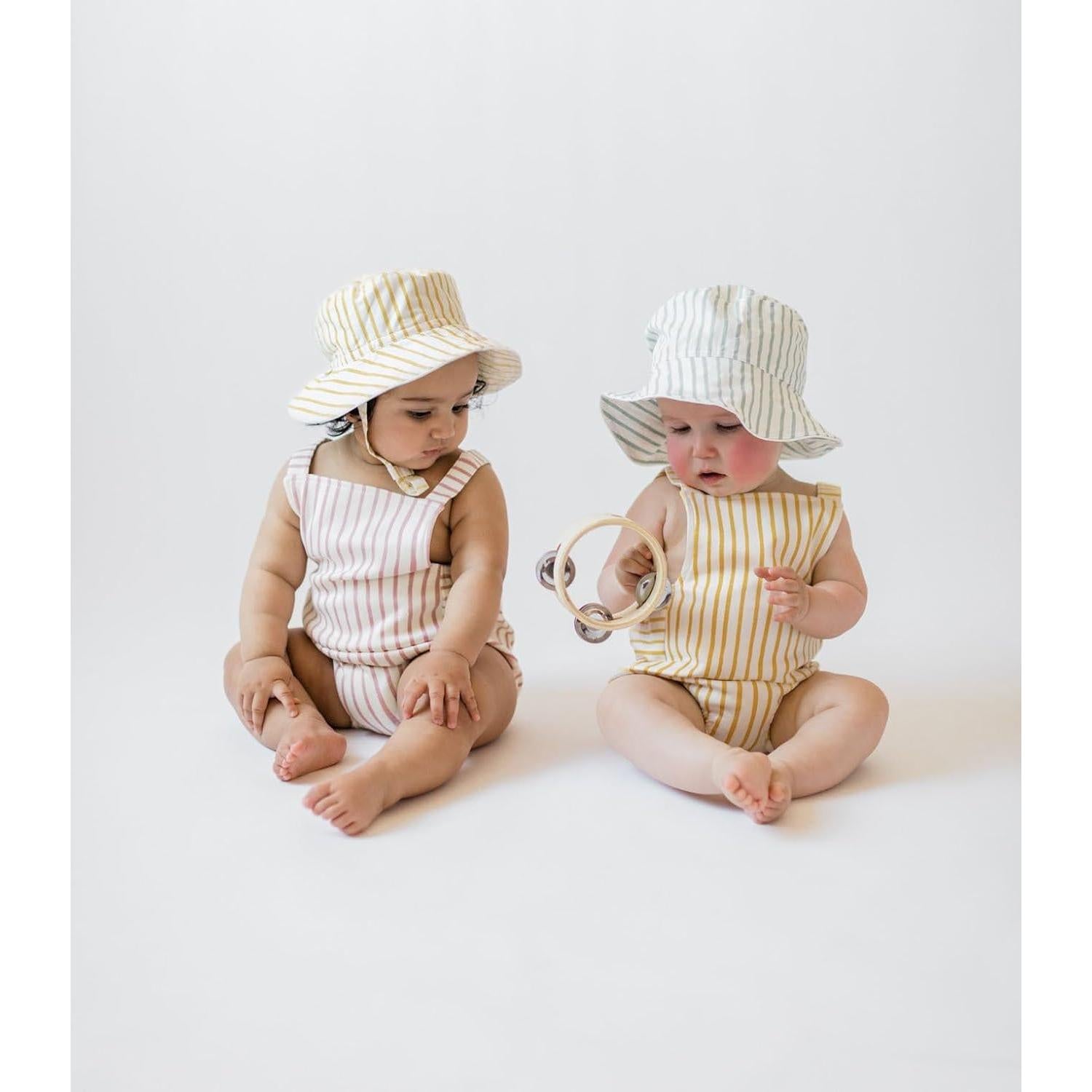 Sombrero de Cubo PEHR Baby Rayas Away Marigold 0-6 Meses