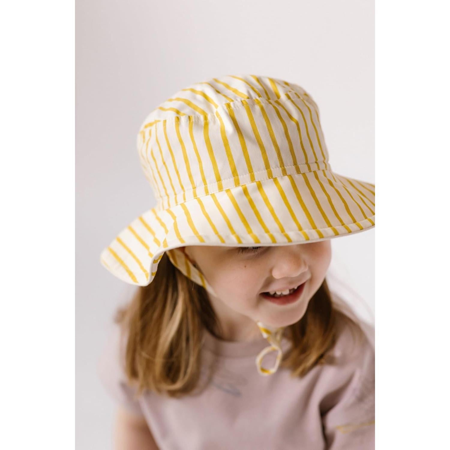 Sombrero de Cubo PEHR Baby Rayas Away Marigold 0-6 Meses