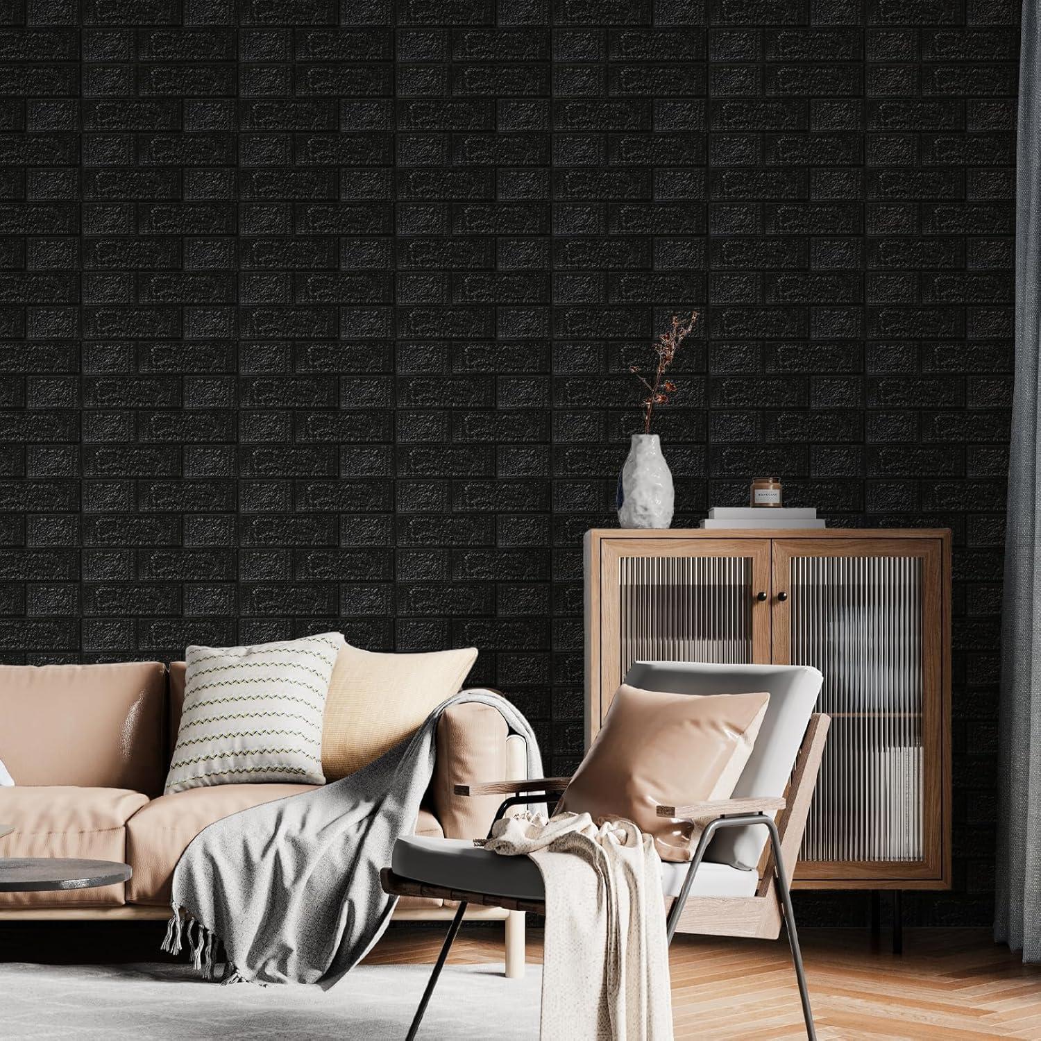 Paneles de Pared 3D Autoadhesivos CvoMep - 10 Unidades Negro