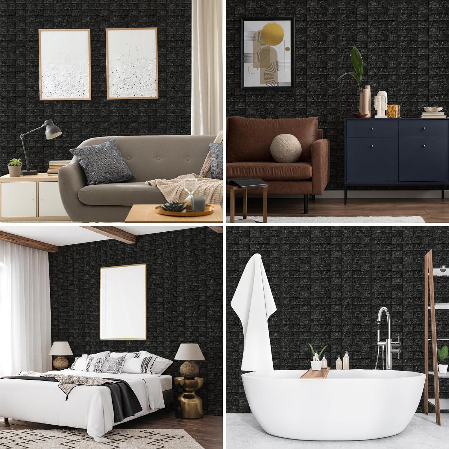 Paneles de Pared 3D Autoadhesivos CvoMep - 10 Unidades Negro