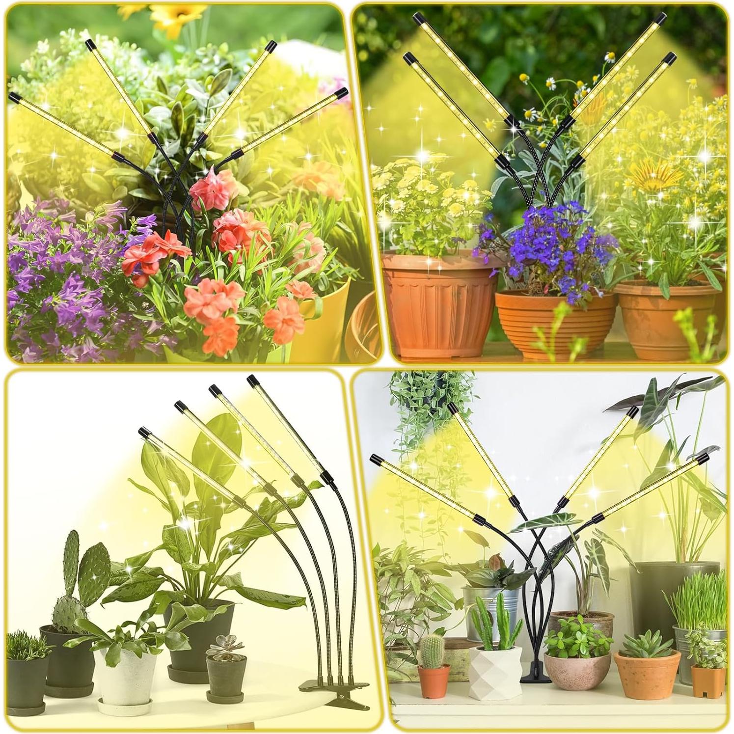 Luces de Cultivo LED WIDICOKO 4 Cabezas Espectro Completo 10 Niveles