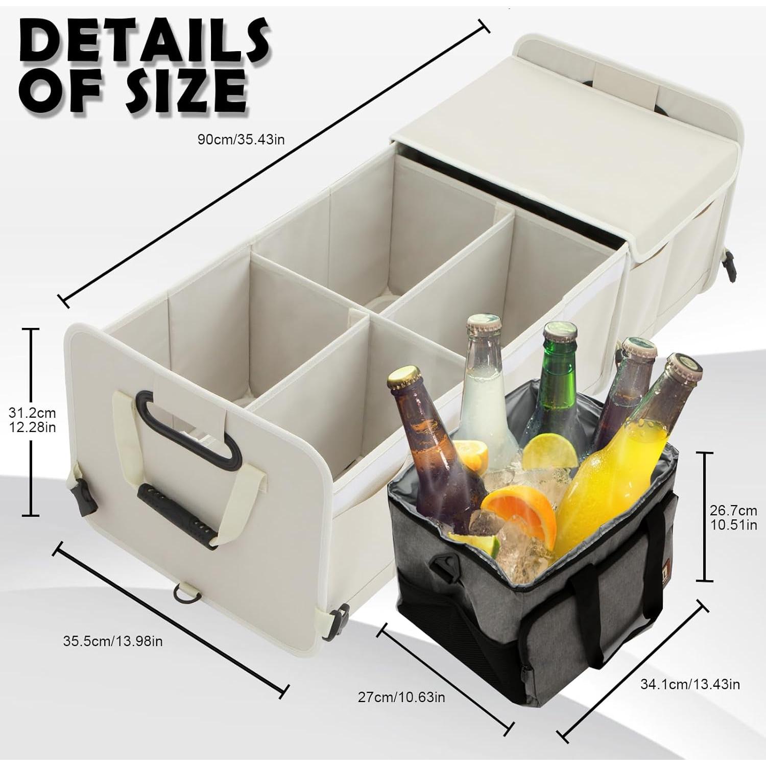 Organizador de Maletero de Coche TDCQQGQQ Blanco Off con Bolsa Térmica