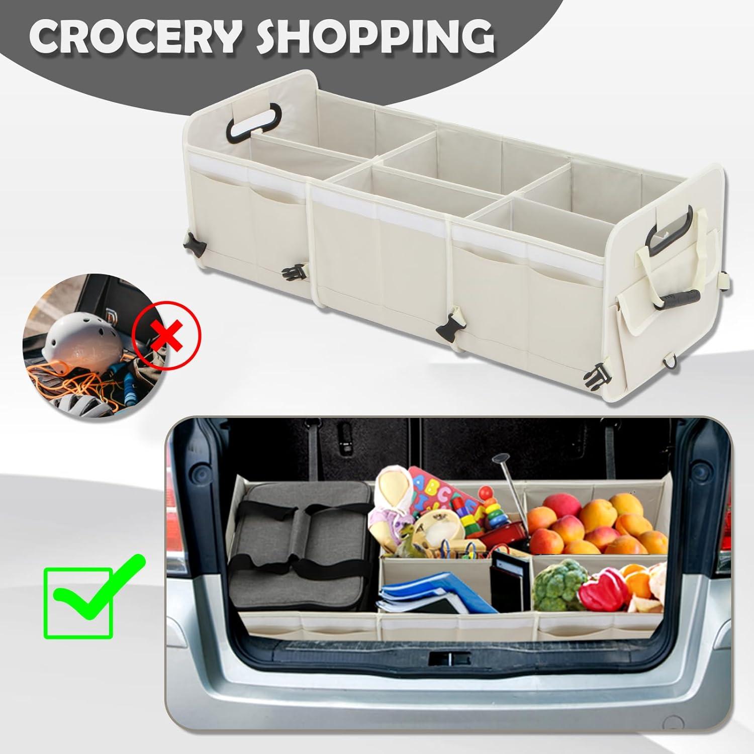 Organizador de Maletero de Coche TDCQQGQQ Blanco Off con Bolsa Térmica