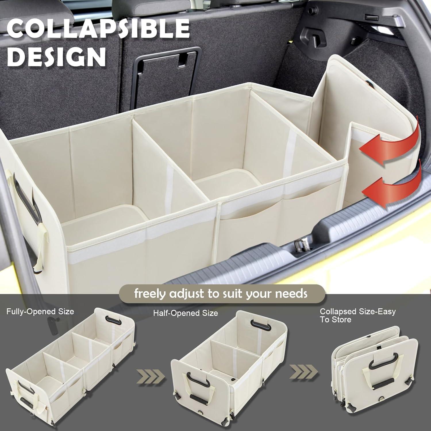 Organizador de Maletero de Coche TDCQQGQQ Blanco Off con Bolsa Térmica