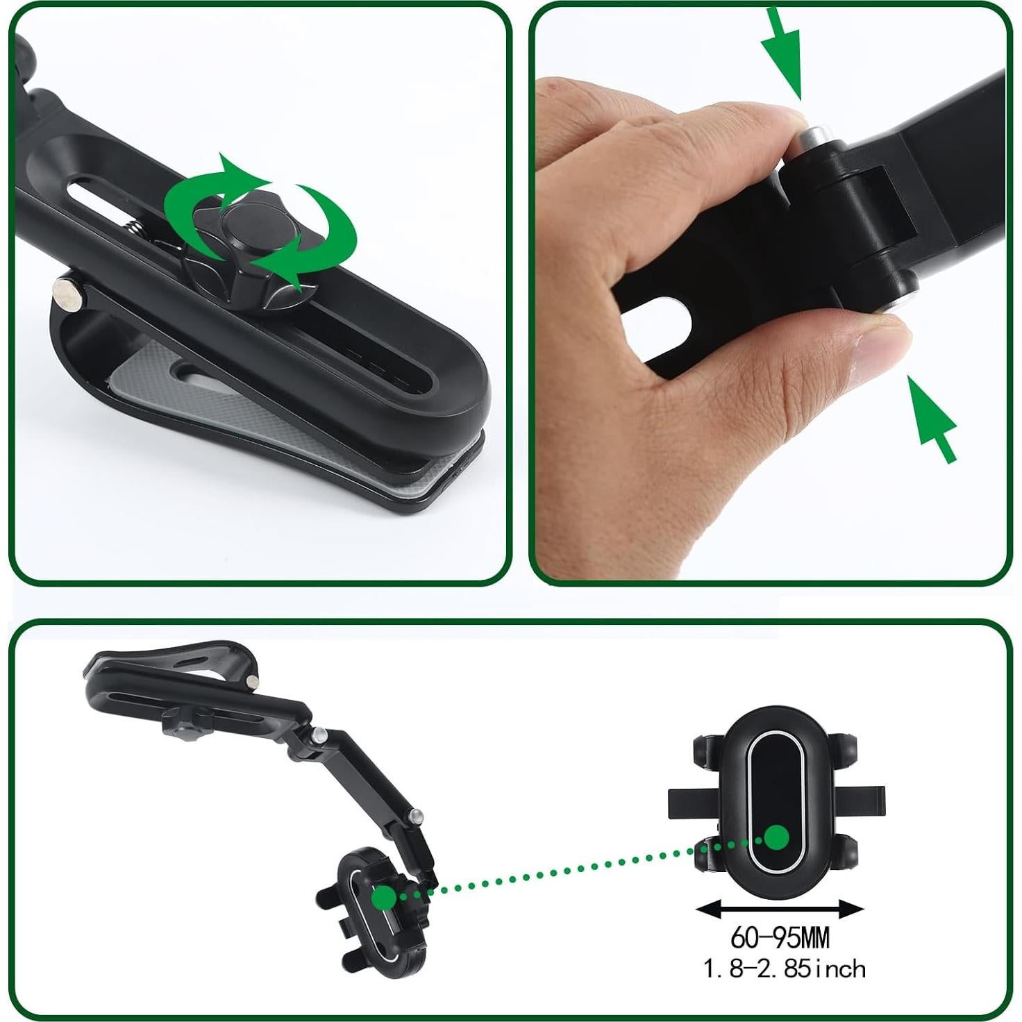 Soporte para Teléfono en Visera TUHTEP Ajustable 360° Negro