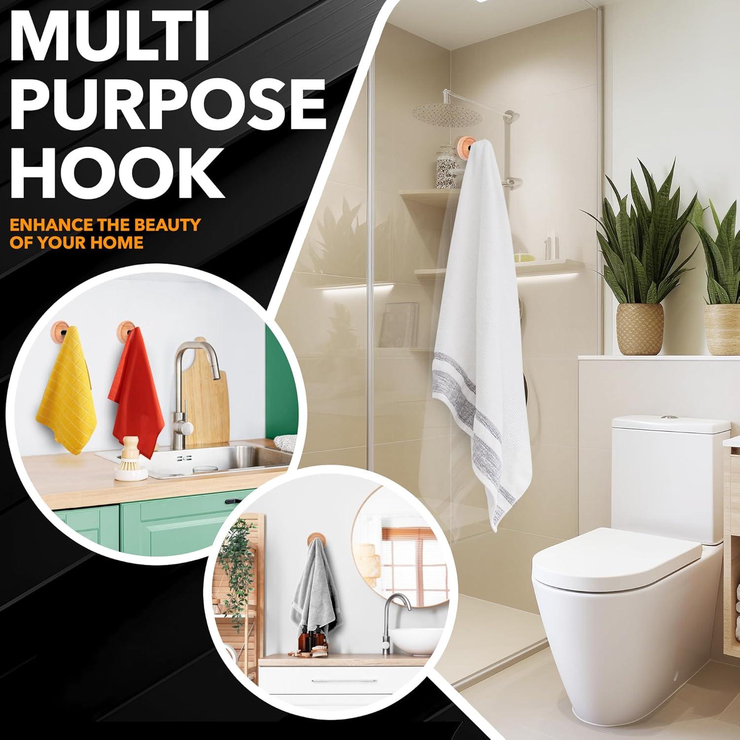 Ganchos de Ventosa Besti para Ducha 4 Piezas Haya-Negro