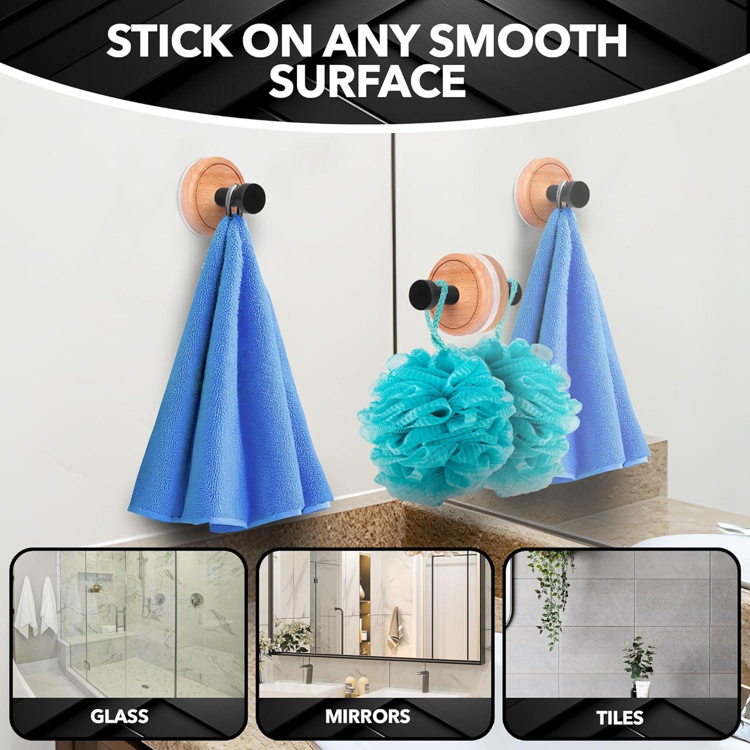 Ganchos de Ventosa Besti para Ducha 4 Piezas Haya-Negro