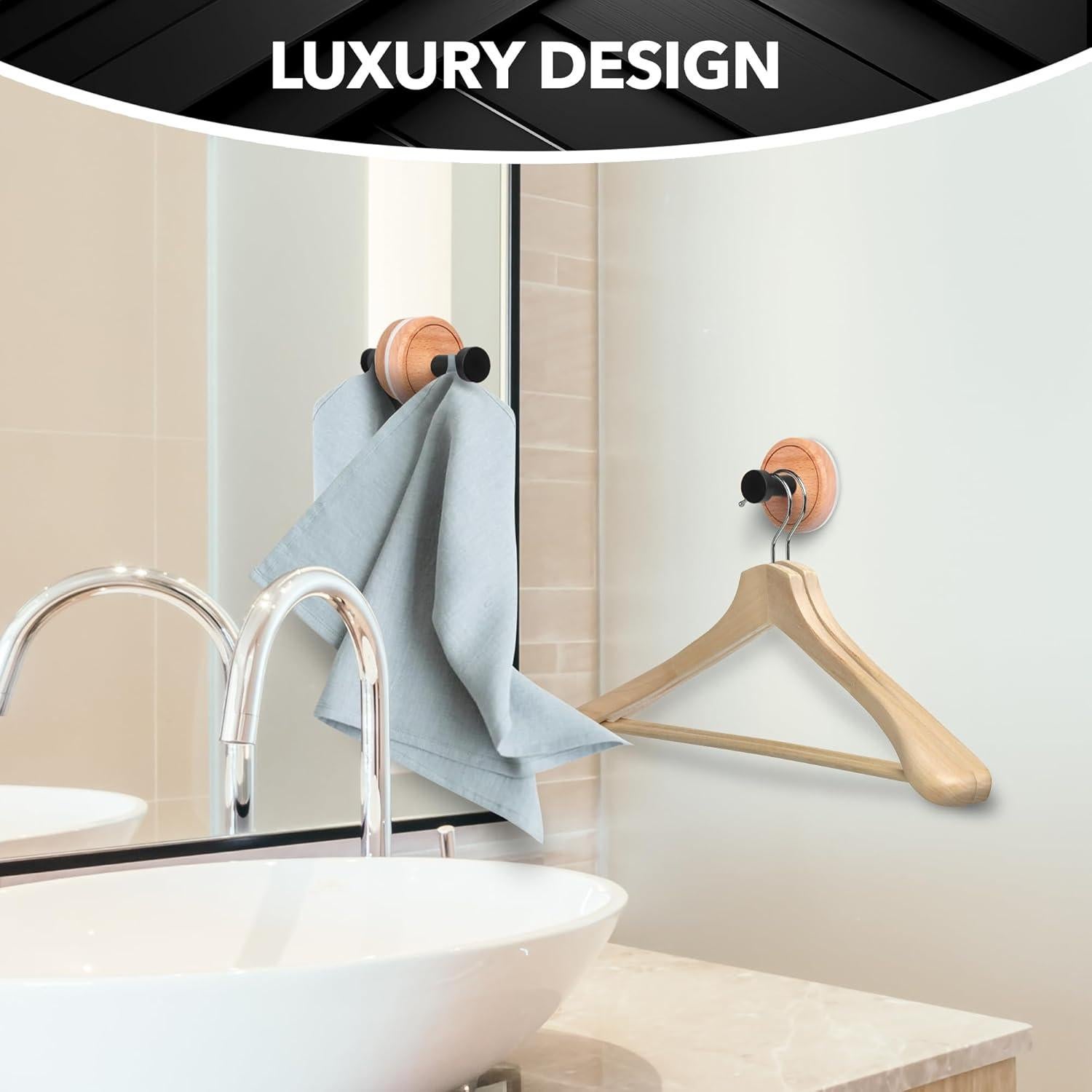 Ganchos de Ventosa Besti para Ducha 4 Piezas Haya-Negro