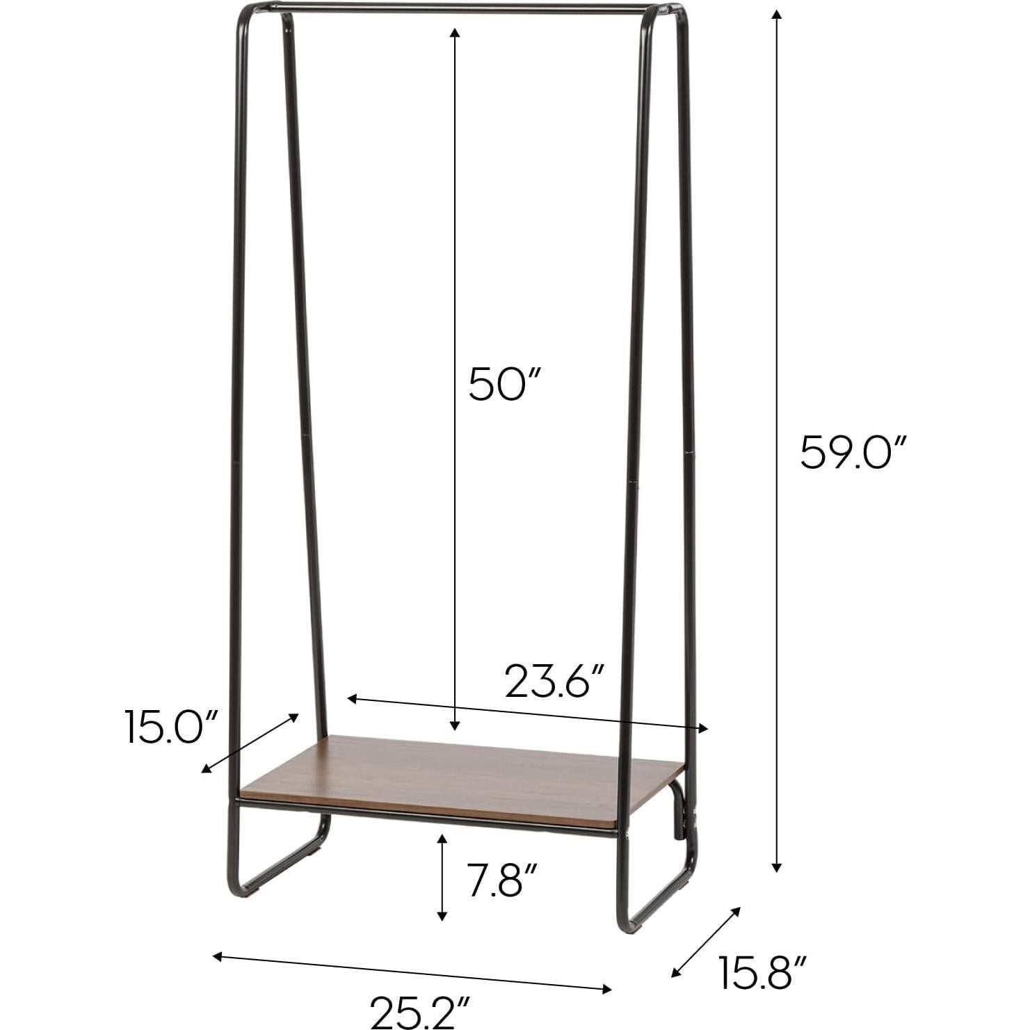 Perchero Independiente IRIS USA con Estante de Madera Negro