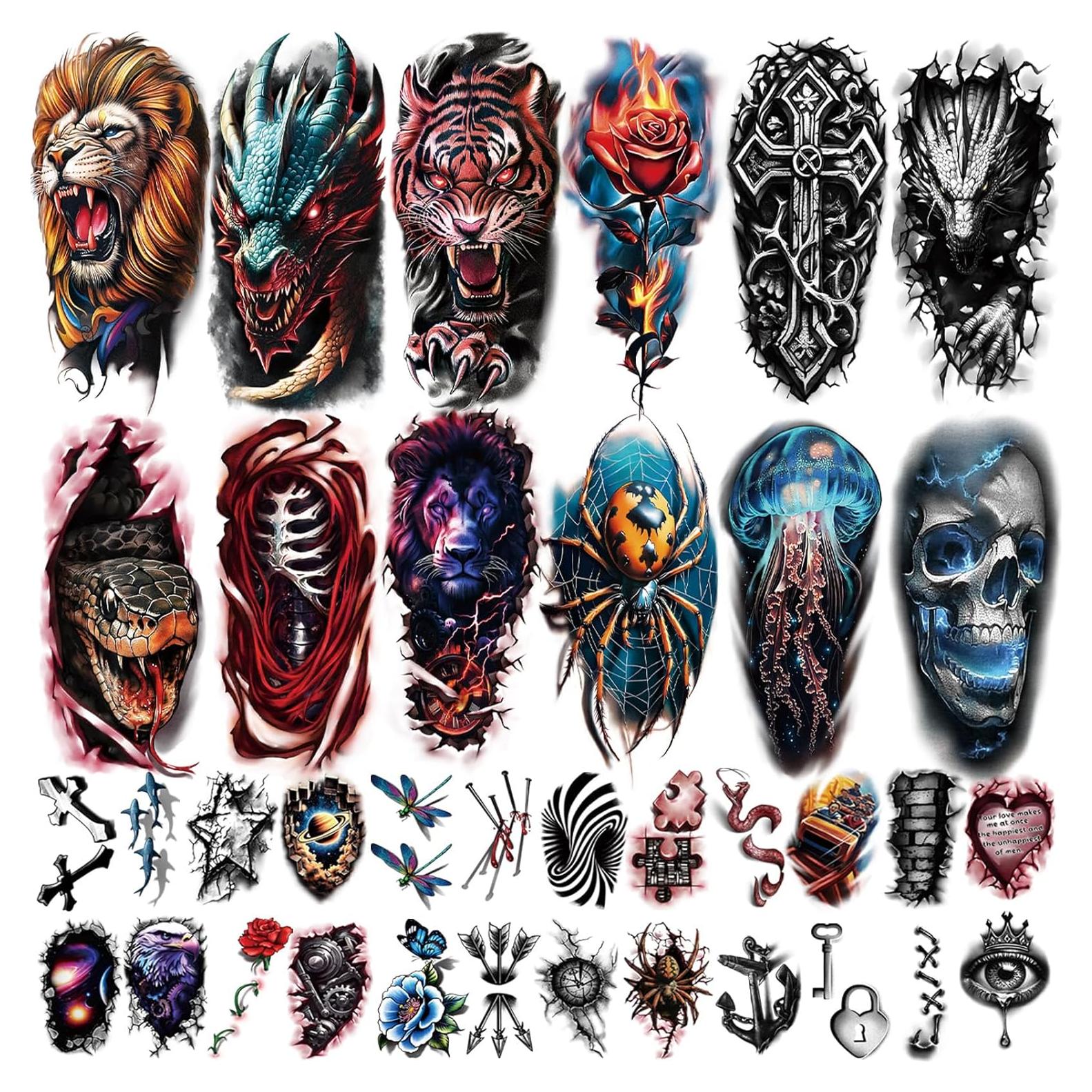 77 Hojas Tatuajes Temporales 3D Atydkug para Adultos y Niños