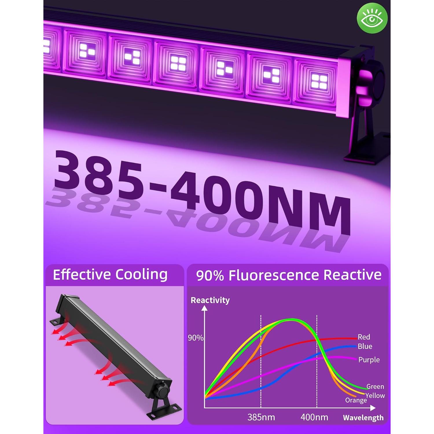 Barra de luz negra LED 40W YIAYETOG con cable 1.83m
