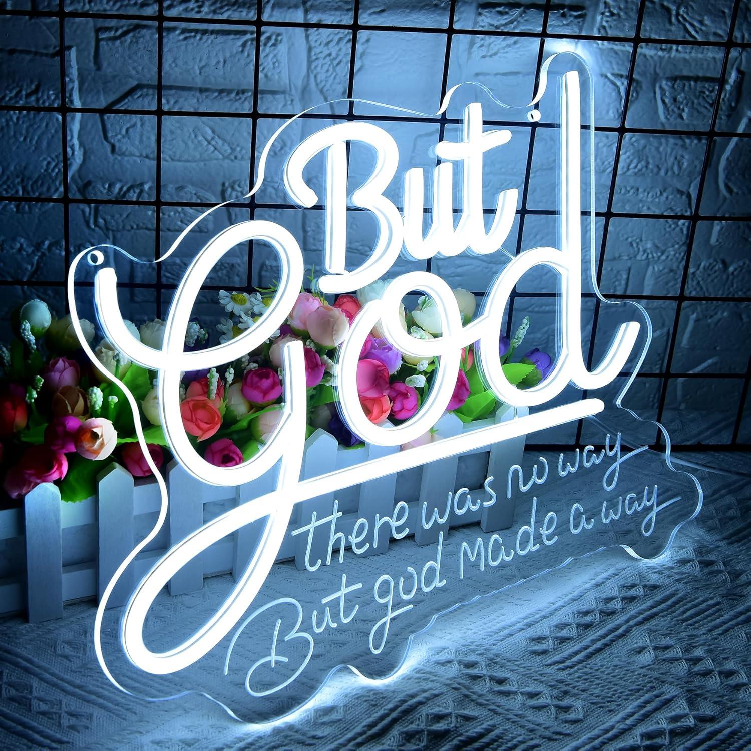 Luz LED Neón Decorativa 'Pero Dios' 35.1x31.2cm Blecode