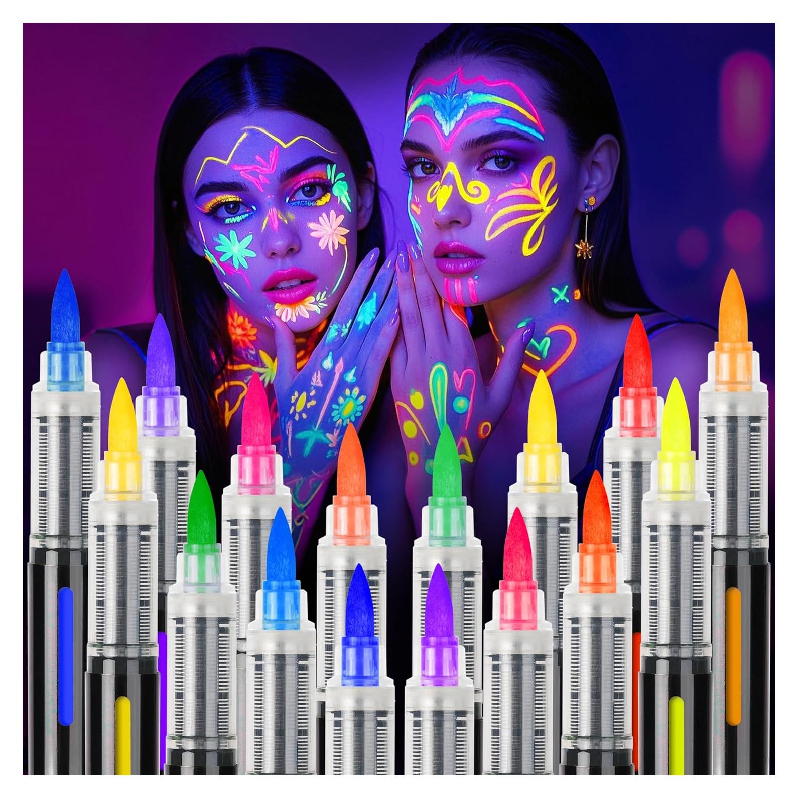 Kit de Pintura Facial UV ThEast - 16 Marcadores Neón Brillantes