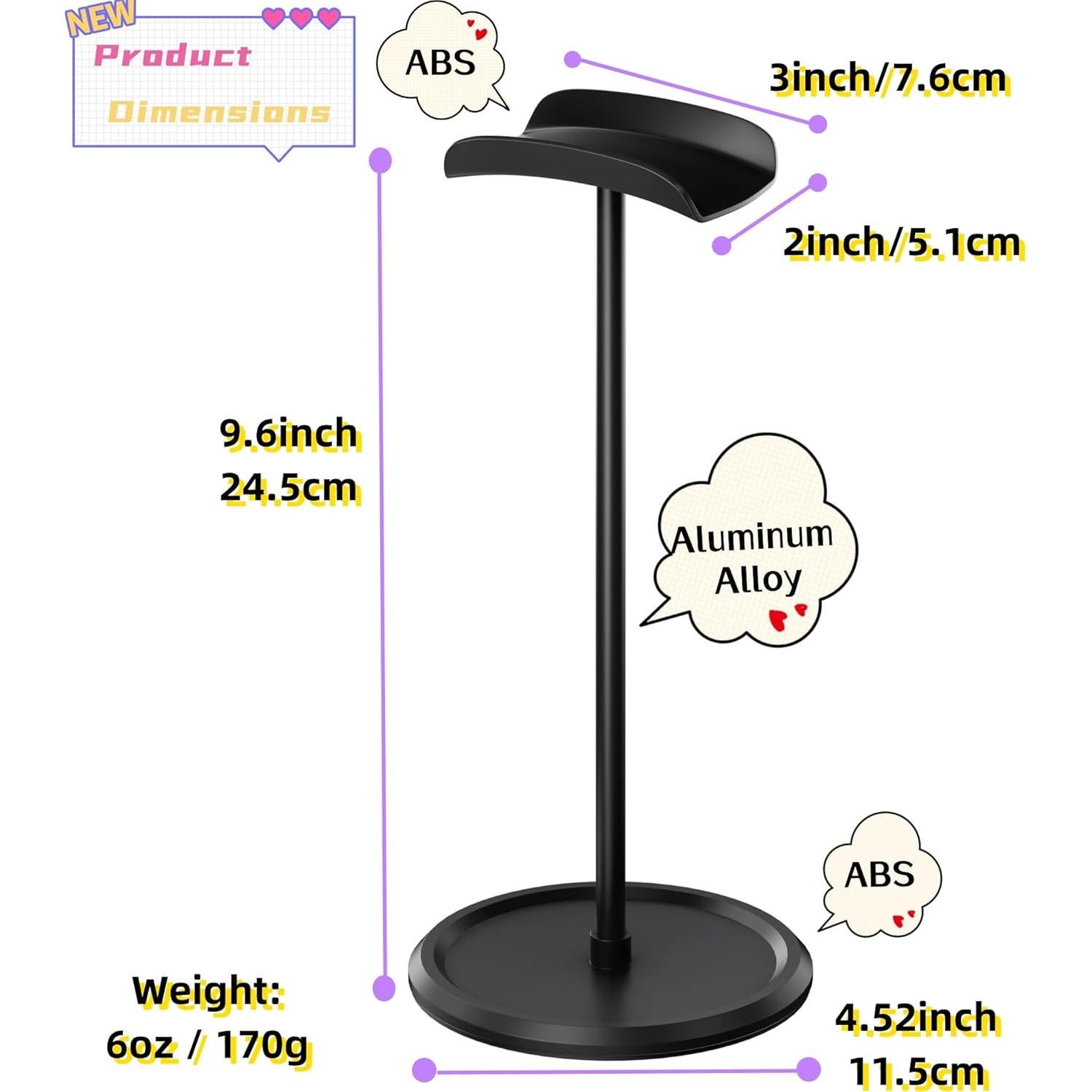 Soporte para Auriculares NQQNQQ YO-2 con Bandeja Almacenamiento Negro