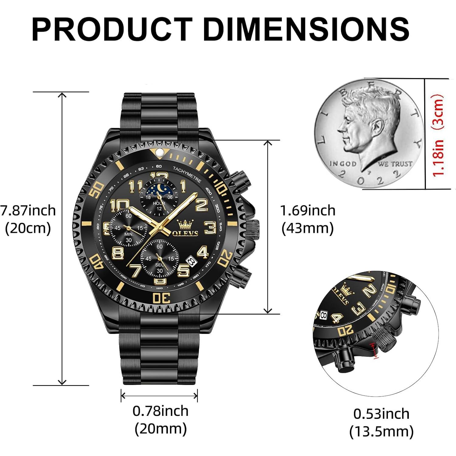 Reloj OLEVS Cronógrafo de Acero Inoxidable para Hombres