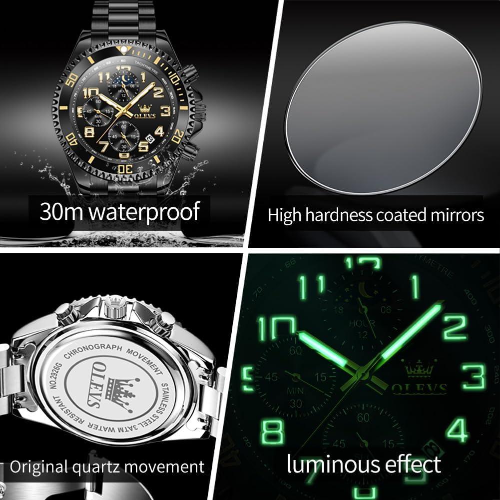 Reloj OLEVS Cronógrafo de Acero Inoxidable para Hombres