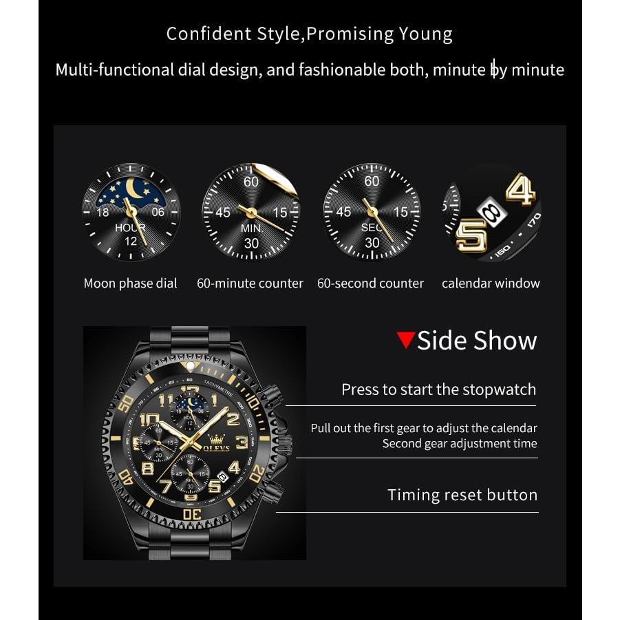 Reloj OLEVS Cronógrafo de Acero Inoxidable para Hombres
