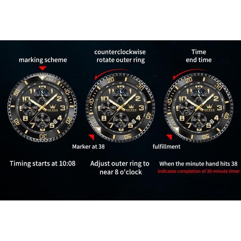 Reloj OLEVS Cronógrafo de Acero Inoxidable para Hombres