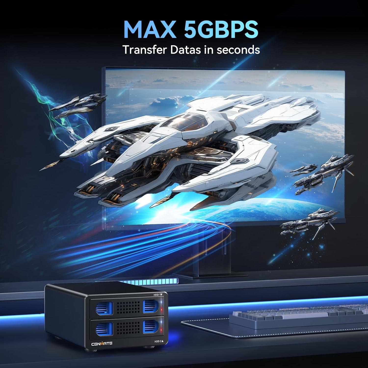 Caja Doble para Disco Duro 2.5"/3.5" Cenmate Aluminio USB 3.0