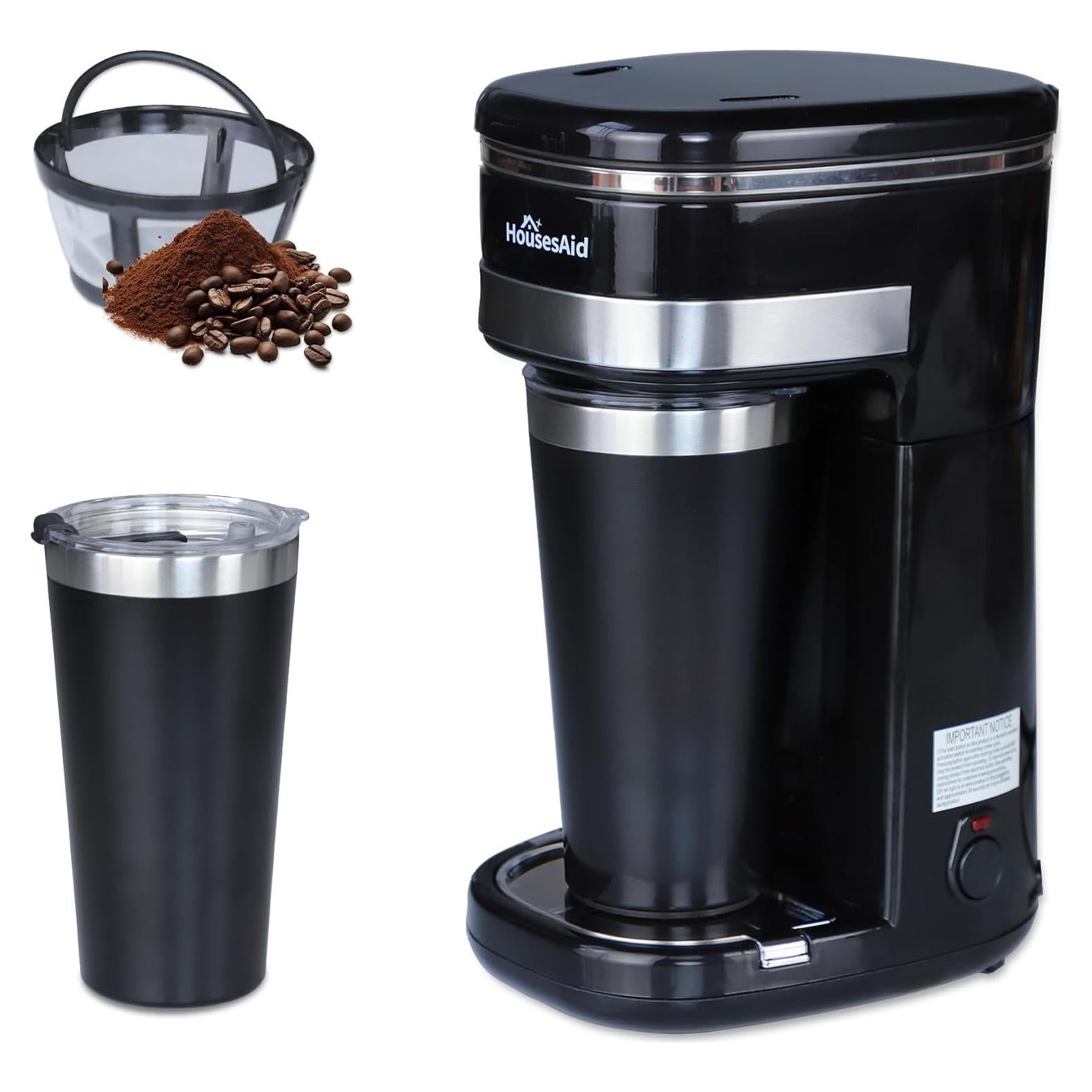 Cafetera de Una Taza HousesAid Negra 450ml Automática