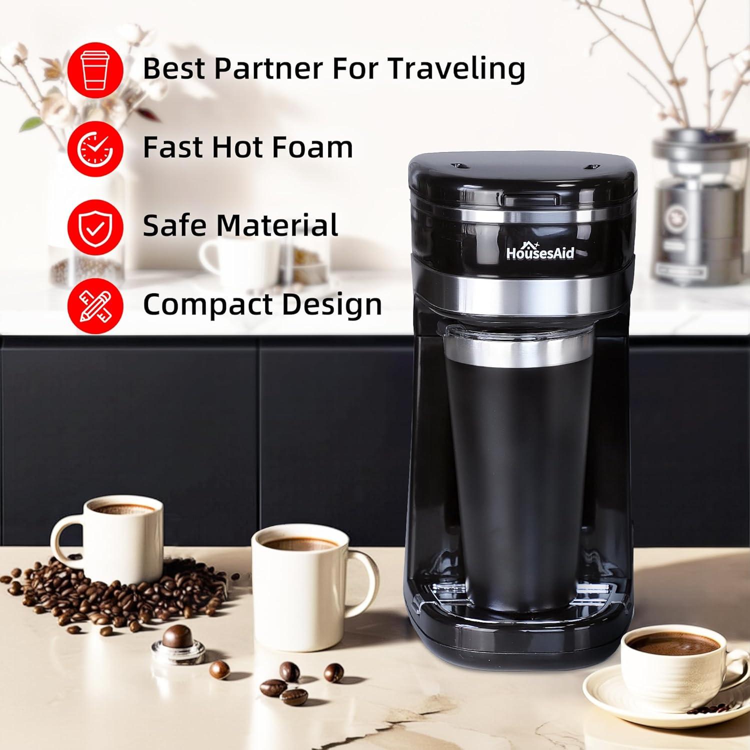 Cafetera de Una Taza HousesAid Negra 450ml Automática