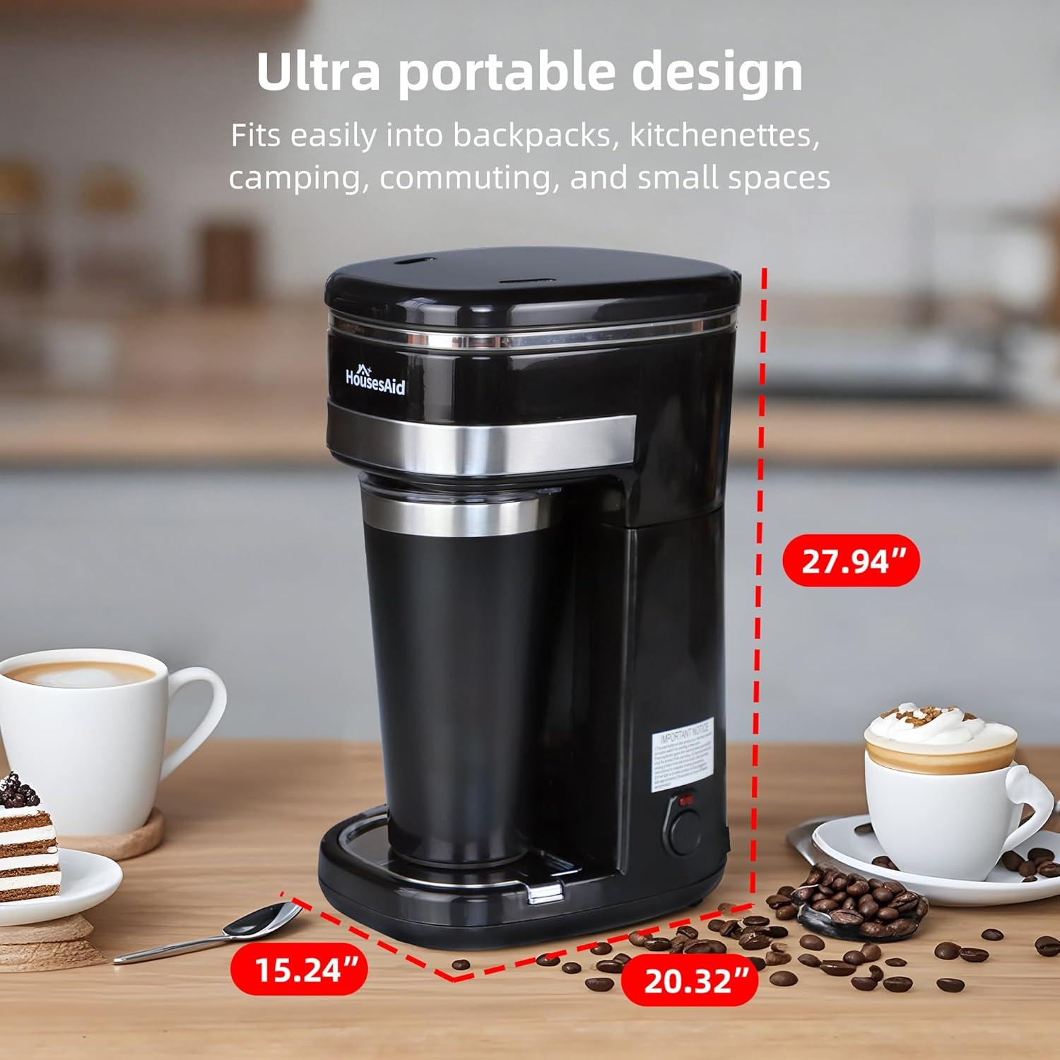 Cafetera de Una Taza HousesAid Negra 450ml Automática