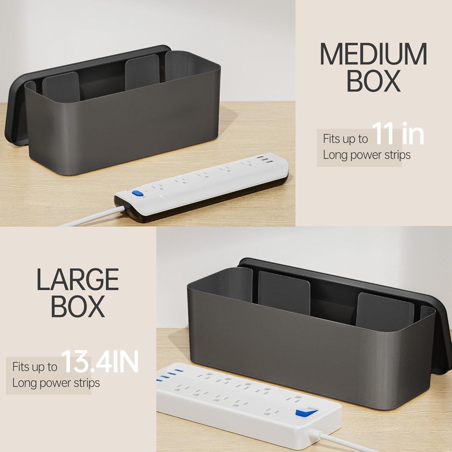 Caja de Gestión de Cables YECAYE 2 Paquetes Negro 34x15x13cm