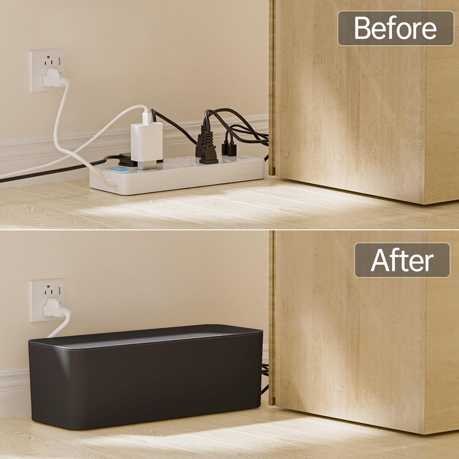 Caja de Gestión de Cables YECAYE 2 Paquetes Negro 34x15x13cm