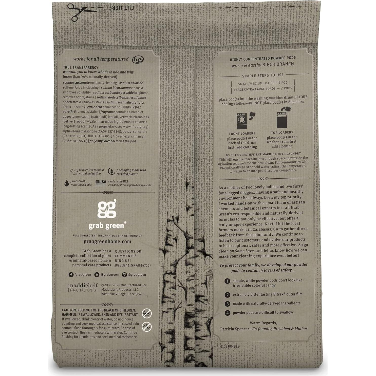 Paquete de 50 cápsulas y 80 hojas para secadora Grab Green