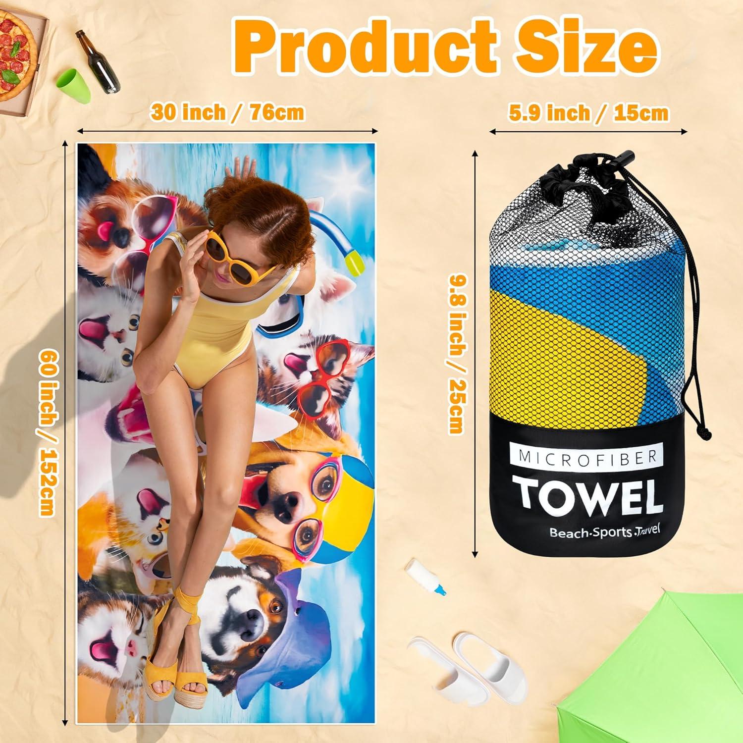 Toalla de Playa Grande FMuimshouwo Gatos y Perros 76x152 cm