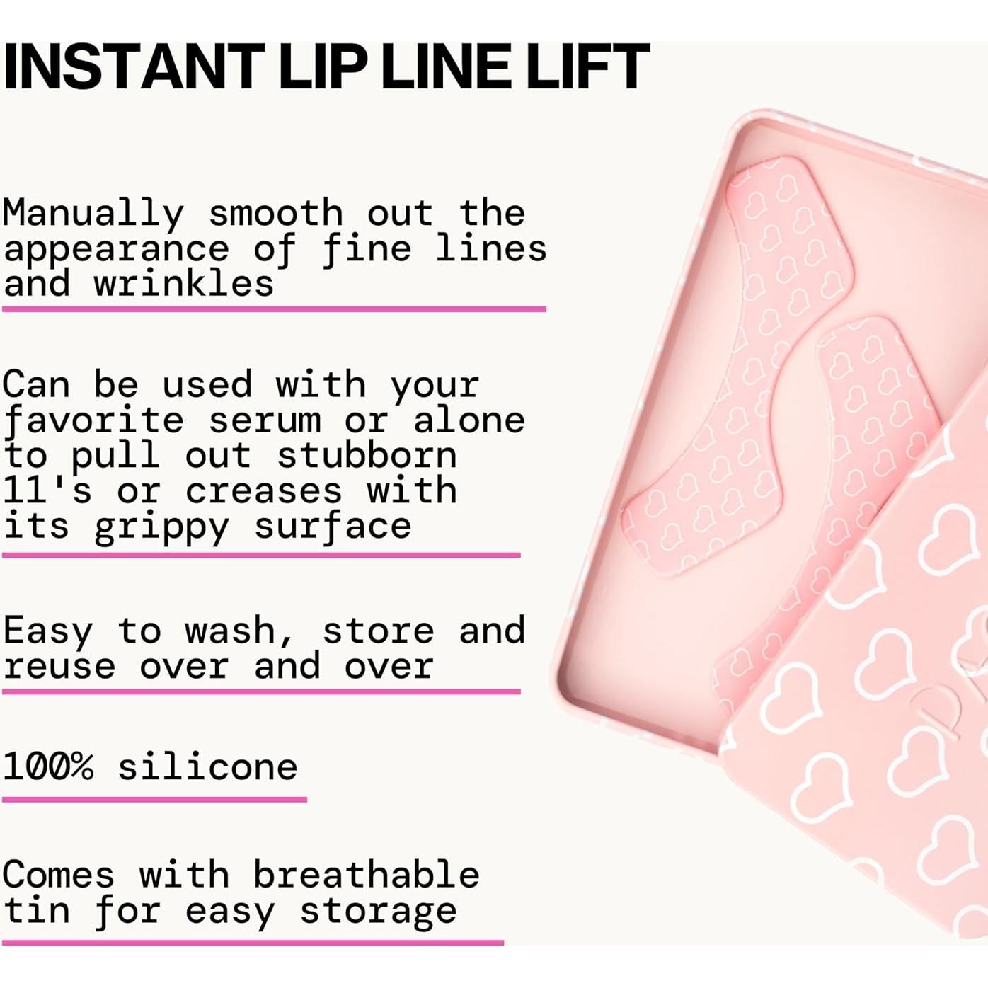 Pacifica Beauty Reusable Lip Line Mask, Skincare, Silicone Mask, For Fine Lines and Wrinkles, Lift and Firm, Pair with Serum, Storage Tin Included, Skin Care, Face Masks Skincare, Vegan, 2 Pieces