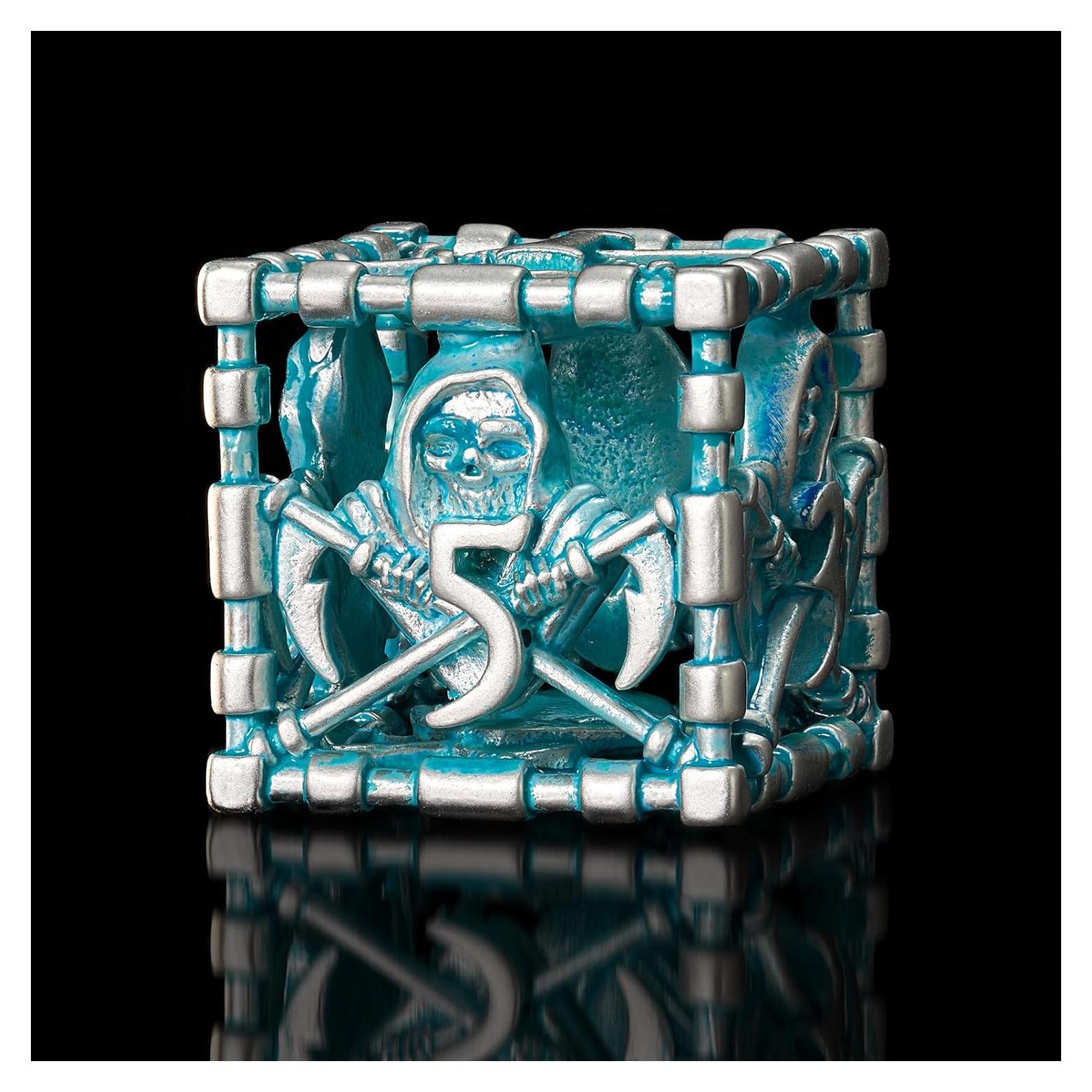 Juego de Dados D&D HNCCESG 7 Piezas Metal Hueco Azul Blanco