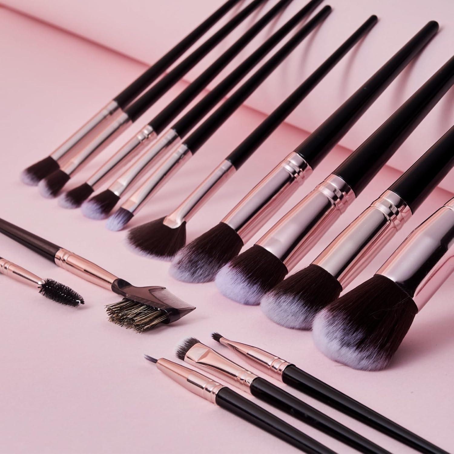 Juego de Brochas de Maquillaje Profesional Brusherina 15pcs