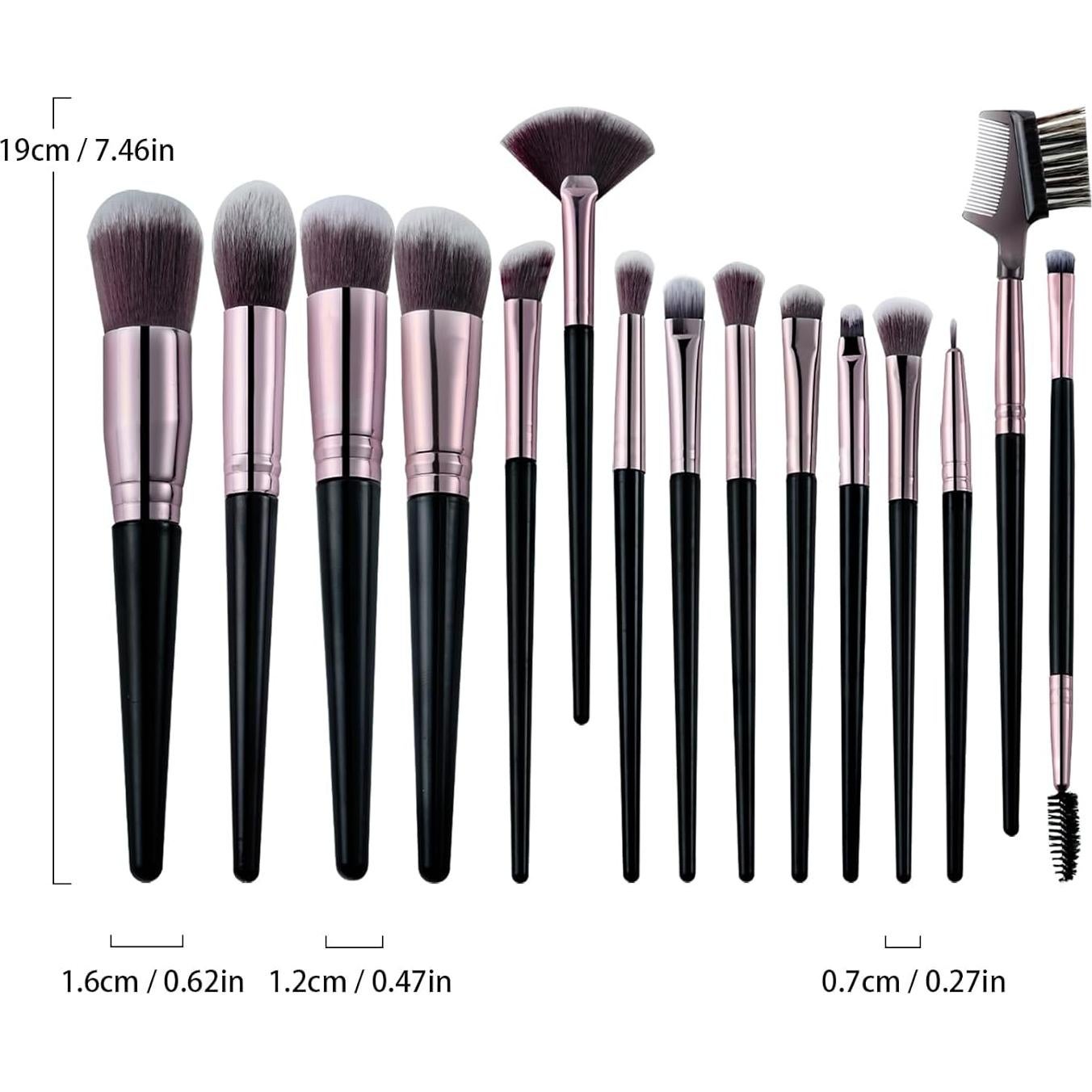 Juego de Brochas de Maquillaje Profesional Brusherina 15pcs