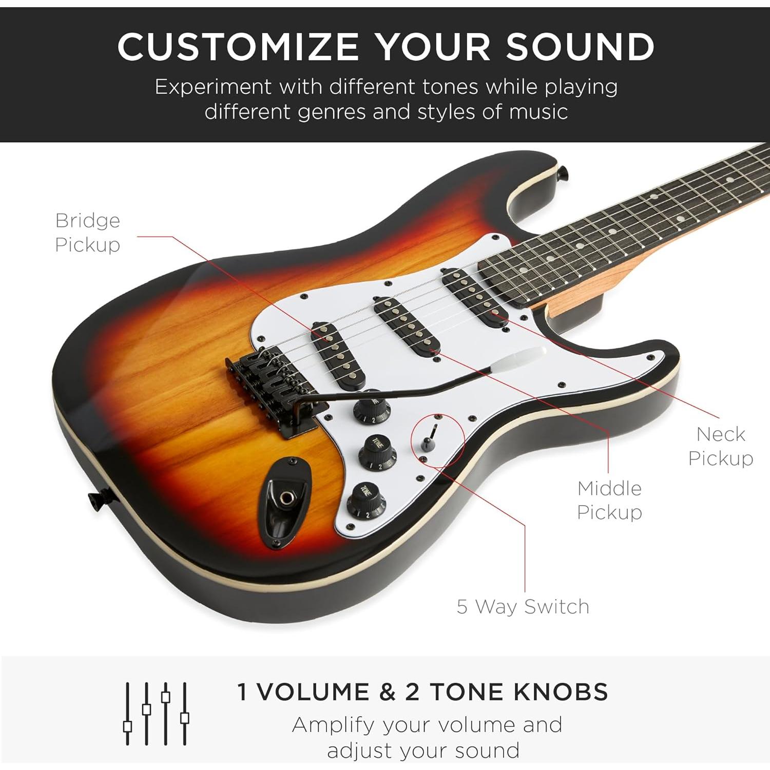 Guitarra Eléctrica Completa 39" Tamaño para Principiantes - 3 Color Sol de Ocaso