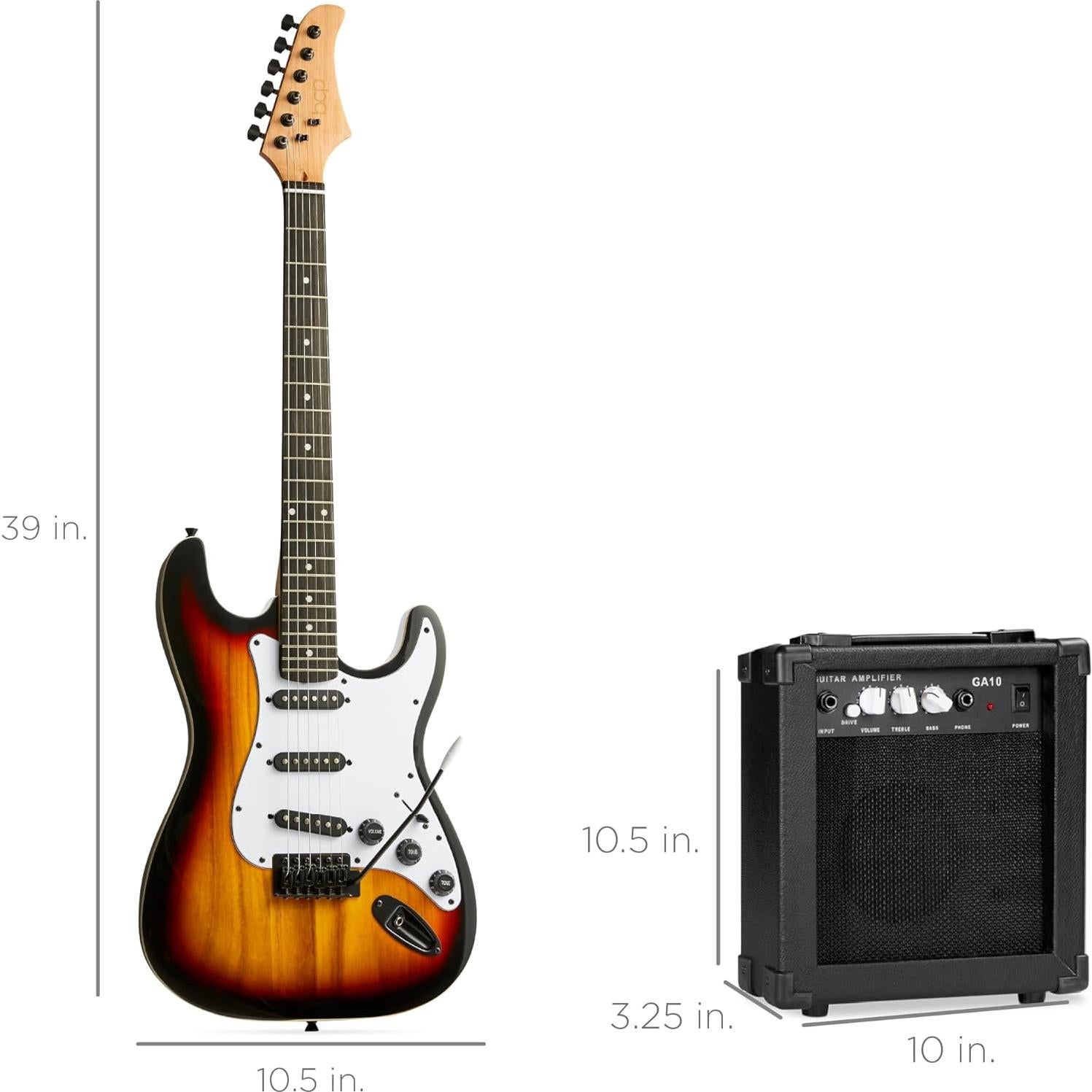 Guitarra Eléctrica Completa 39" Tamaño para Principiantes - 3 Color Sol de Ocaso