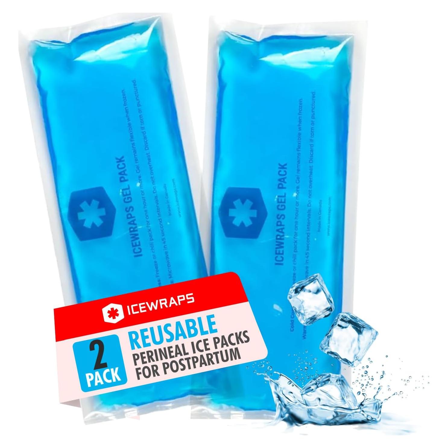 Paquete de Hielo Perineal Reutilizable IceWraps 10x25cm Azul - 2 Unidades