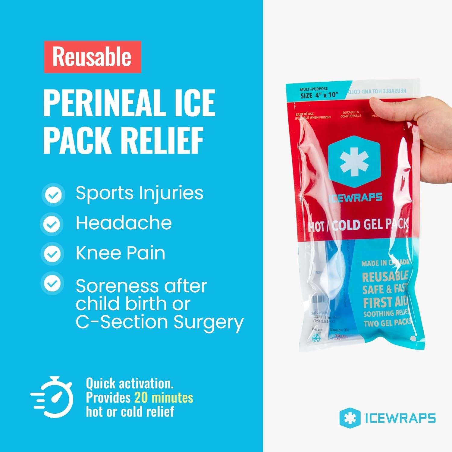 Paquete de Hielo Perineal Reutilizable IceWraps 10x25cm Azul - 2 Unidades