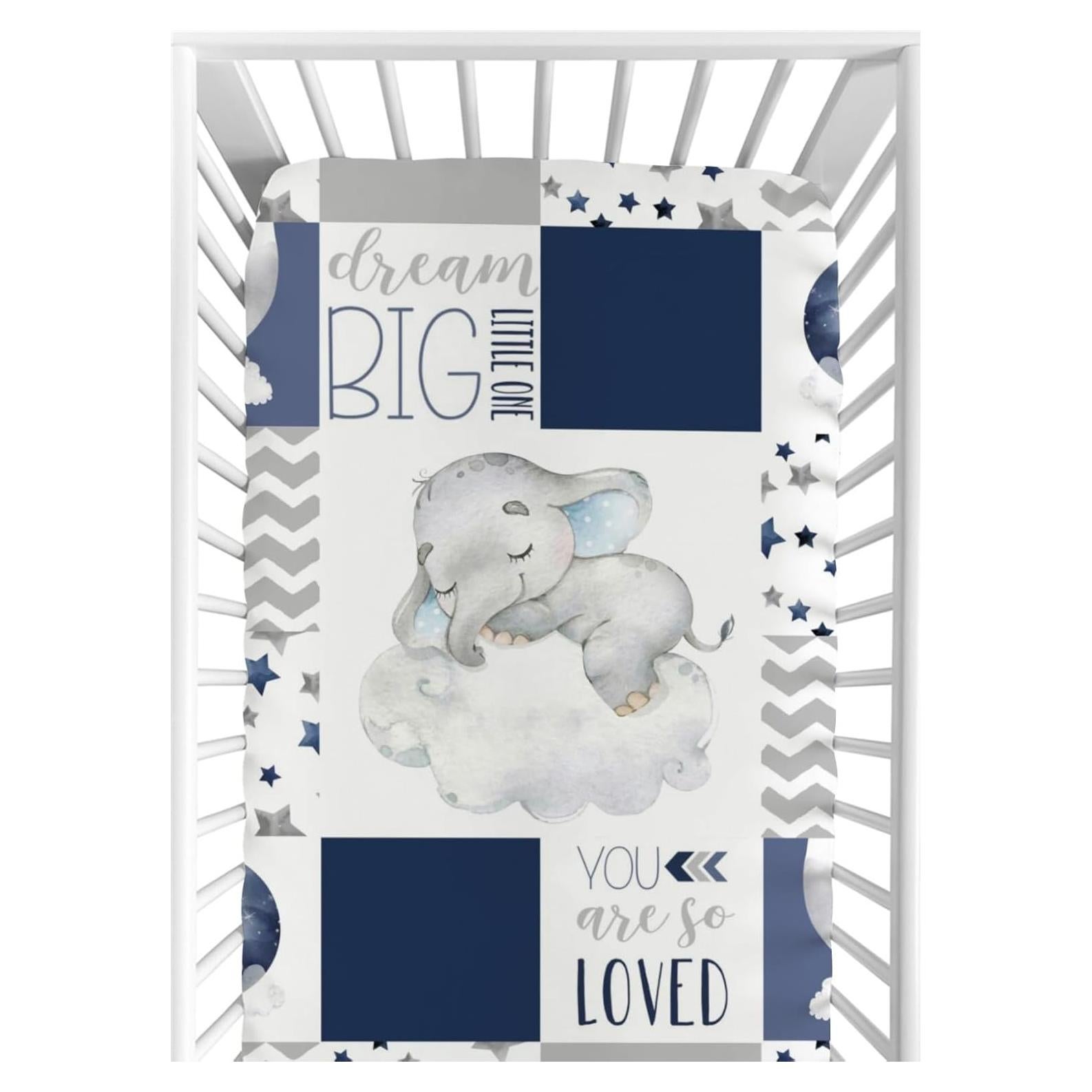 Sábana Ajustable para Cuna HawSkgFub Elefante Azul 132x71 cm