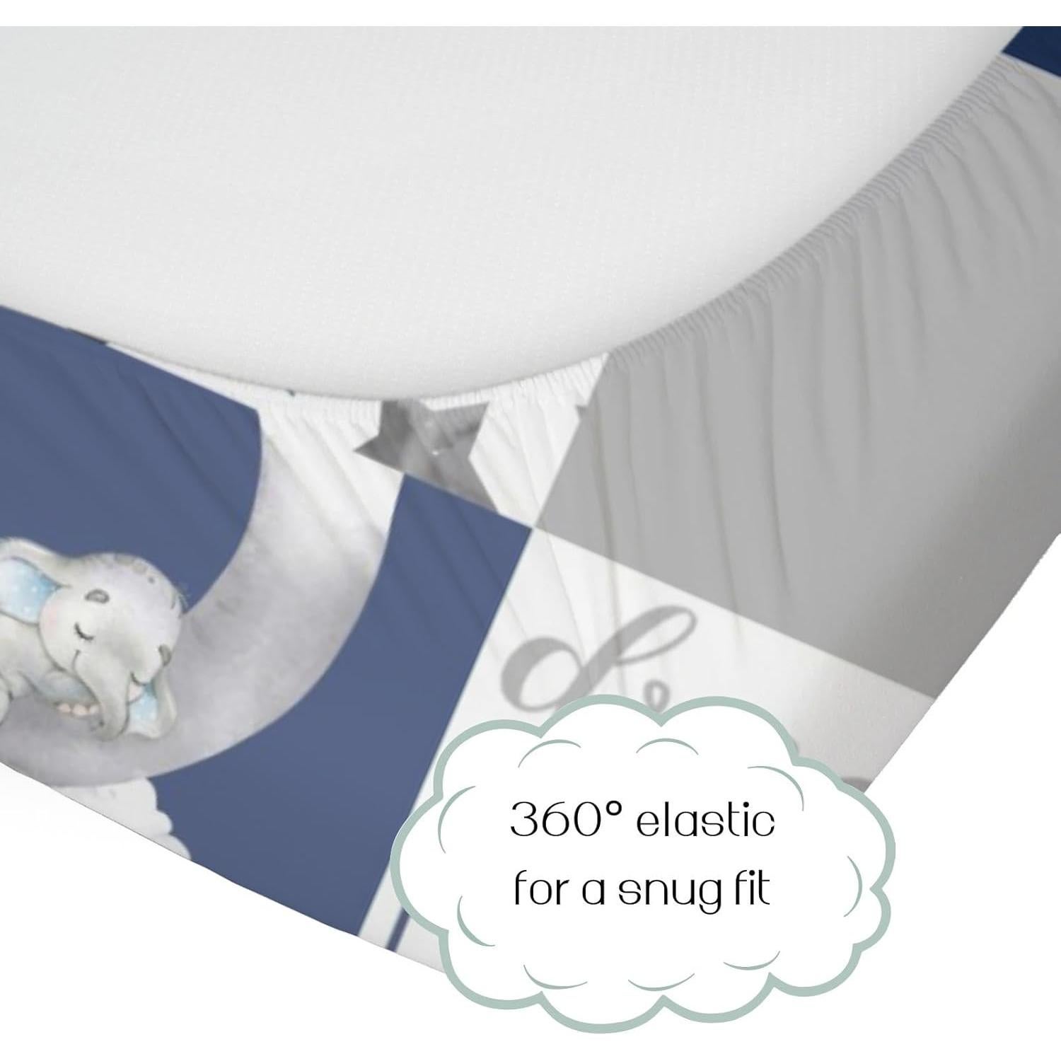 Sábana Ajustable para Cuna HawSkgFub Elefante Azul 132x71 cm