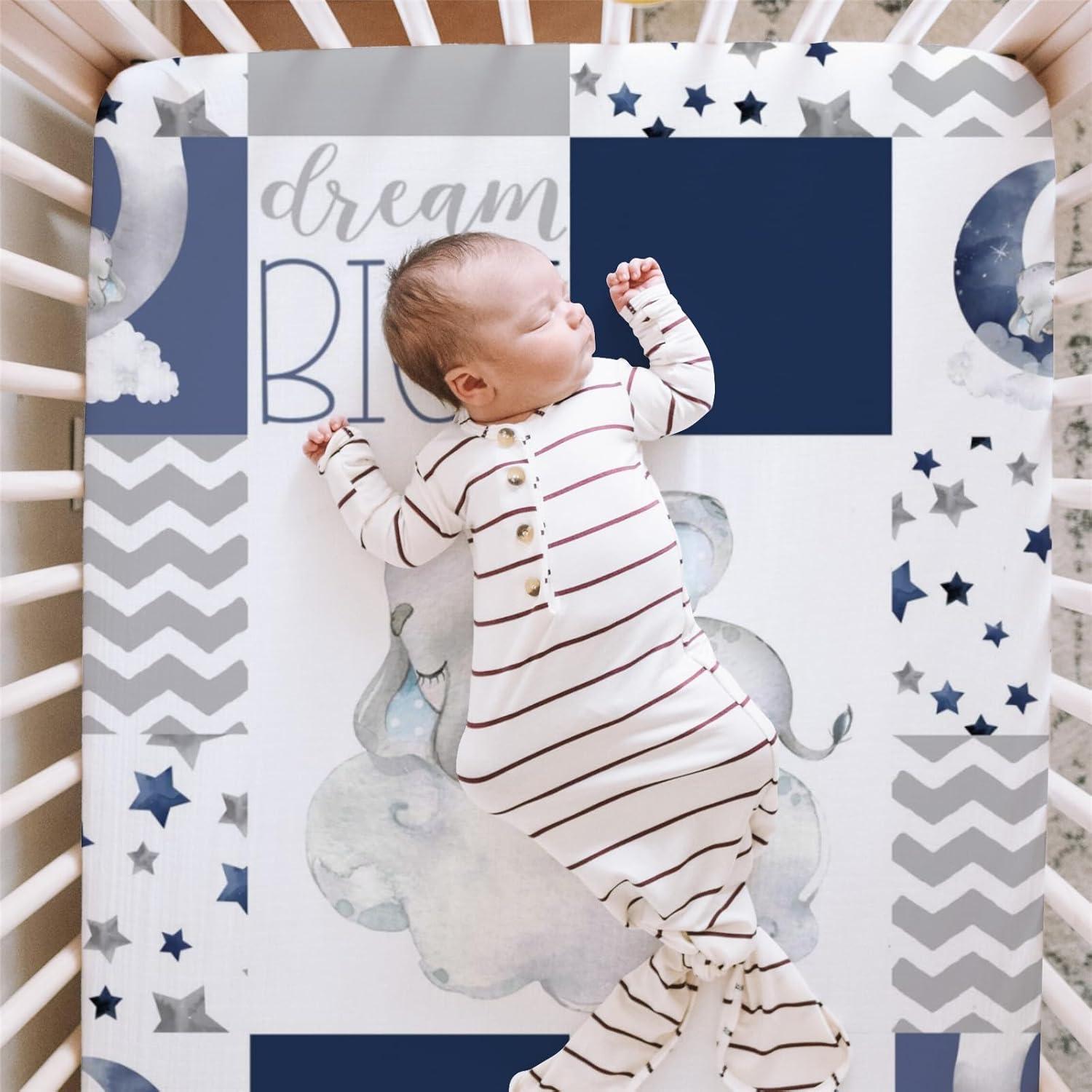 Sábana Ajustable para Cuna HawSkgFub Elefante Azul 132x71 cm